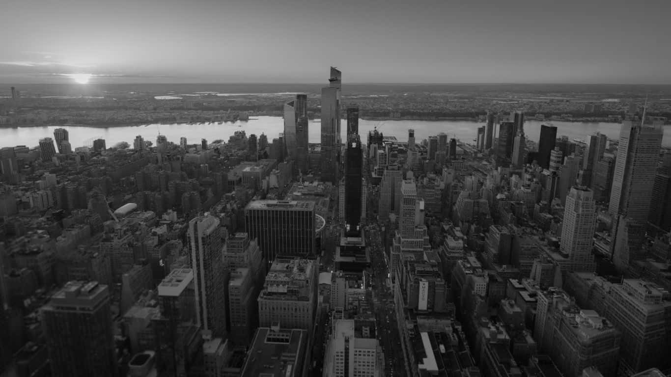 Ensvartvit Bild På Staden New York