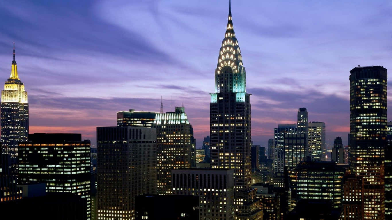 Utsiktenöver Empire State Building På Natten, Sett Från Centrala New York City.