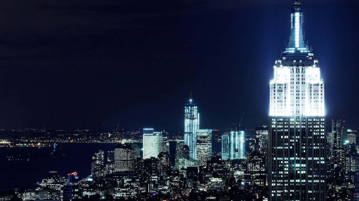 Illuminated view of the iconic Empire State Building