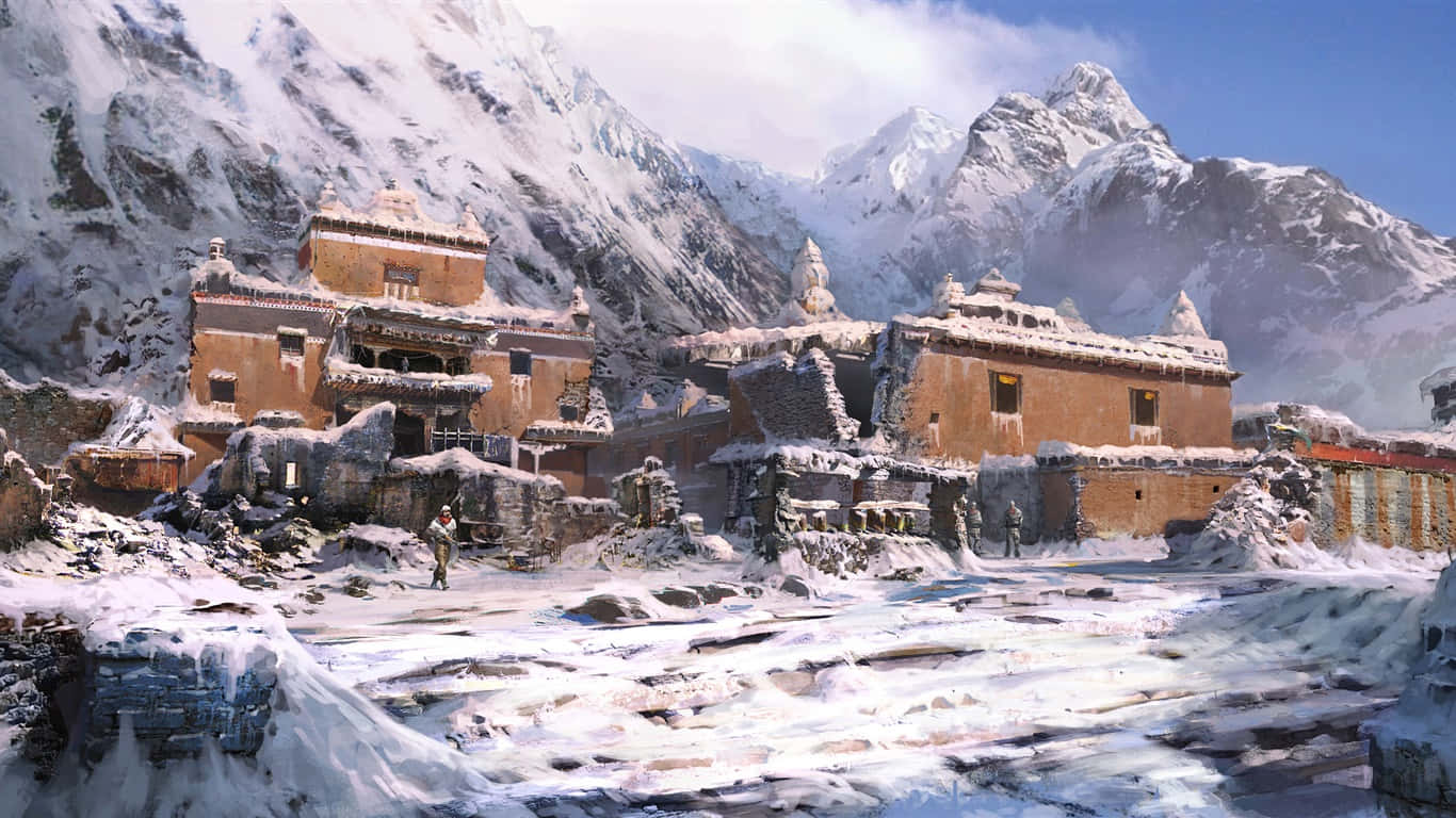 1366x768 Far Cry 4 Background Snowy Village