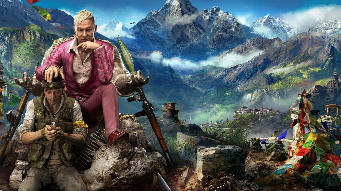 1366x768 Far Cry 4 Background Pagan Min Holding A Hostage