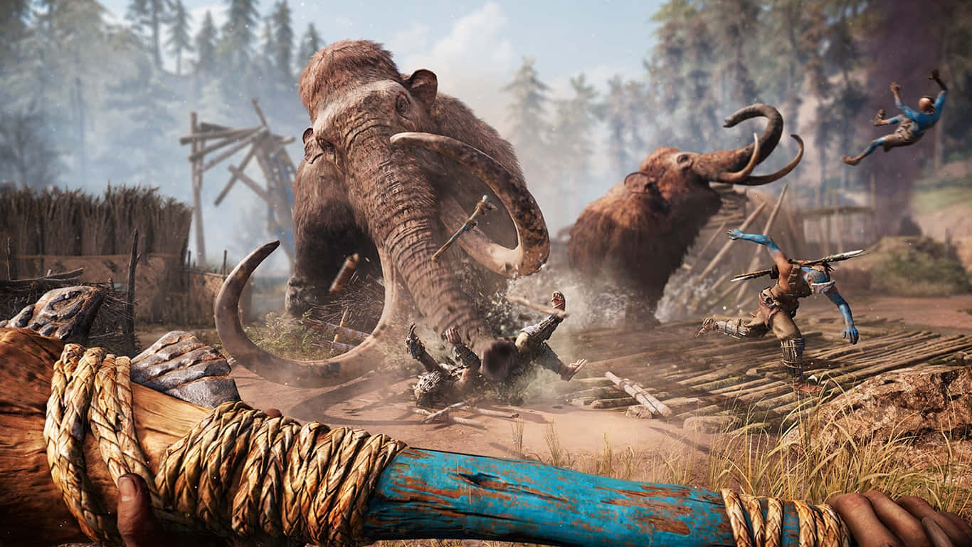 1366x768 Far Cry 4 Background Elephants Attacking A Village