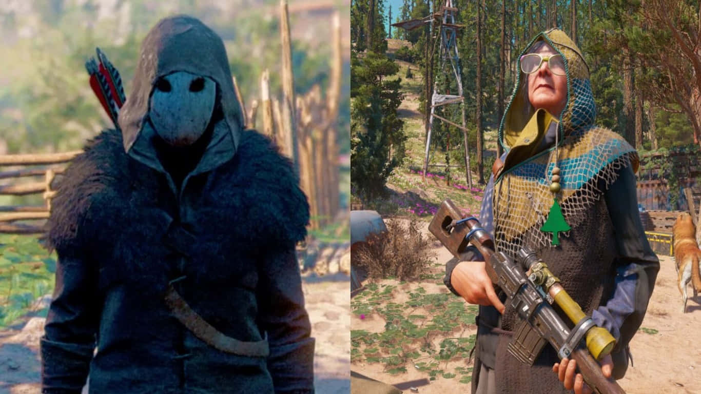 A Man In A Mask And A Woman In A Hood