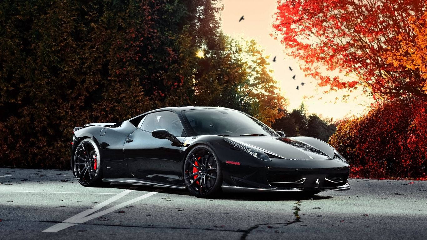 1366x768 Ferrari Hd Black 458 Wallpaper