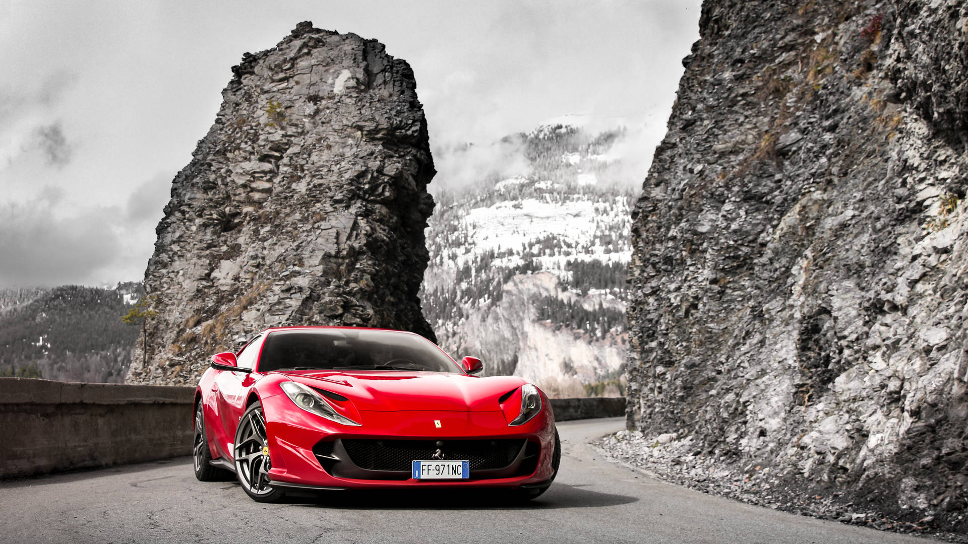 1366x768 Ferrari Hd Mountain Road Wallpaper