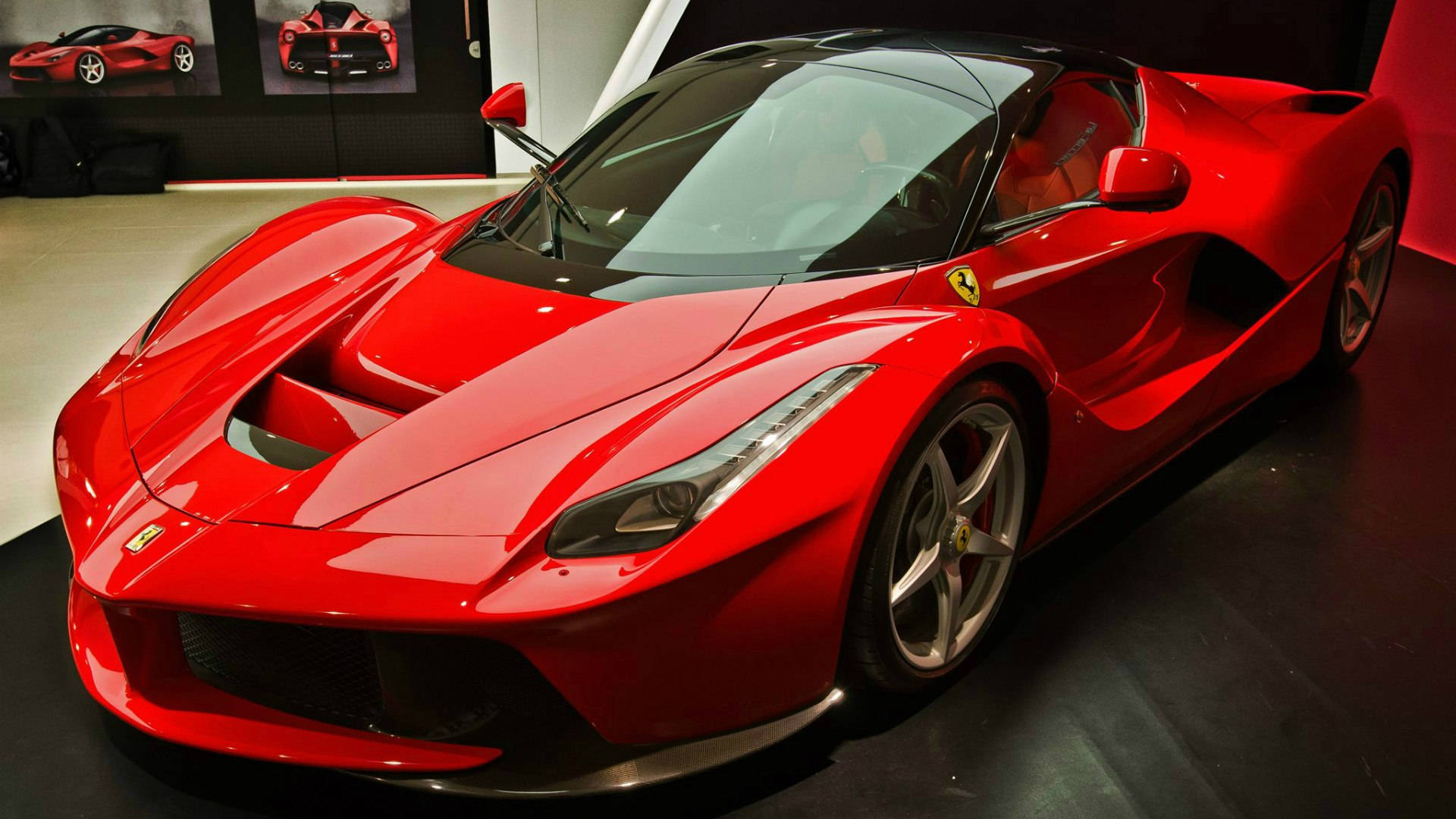 1366x768 Ferrari Hd Red Laferrari Showroom Wallpaper