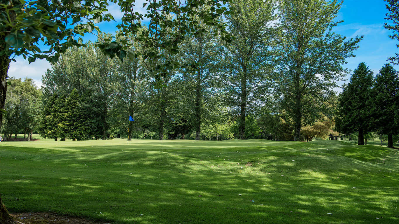 A gorgeous and pristine golf course seen from a bird’s eye perspective