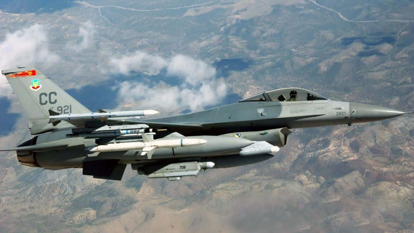 1366x768 Jumbo Jets Background With The F-16 Background