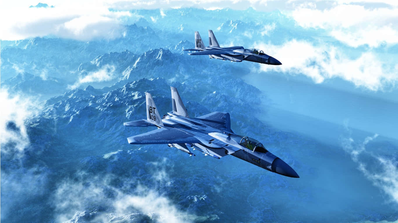 1366x768 Jumbo Jets Background Above The Mountain Background