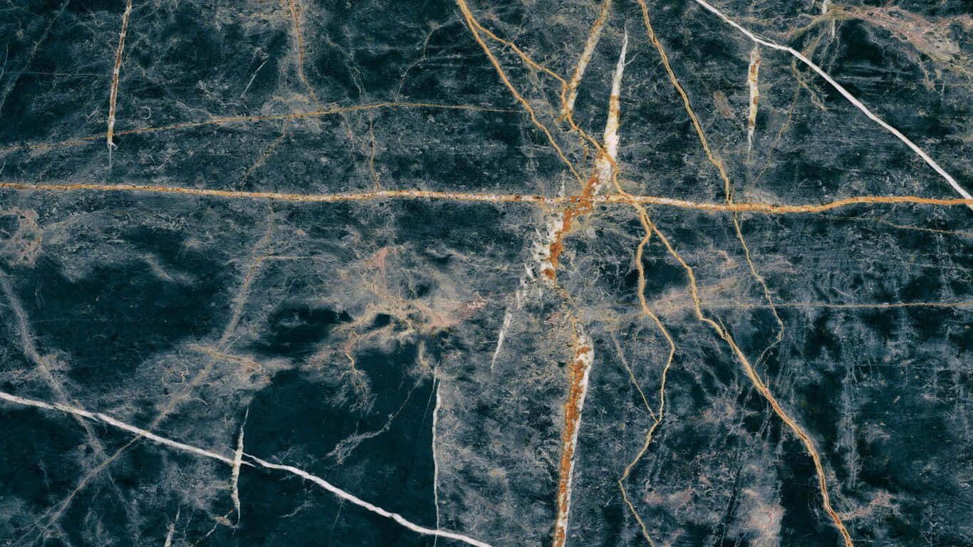 1366x768 Marmorgulv Mørkeblå marmor med gule linjer