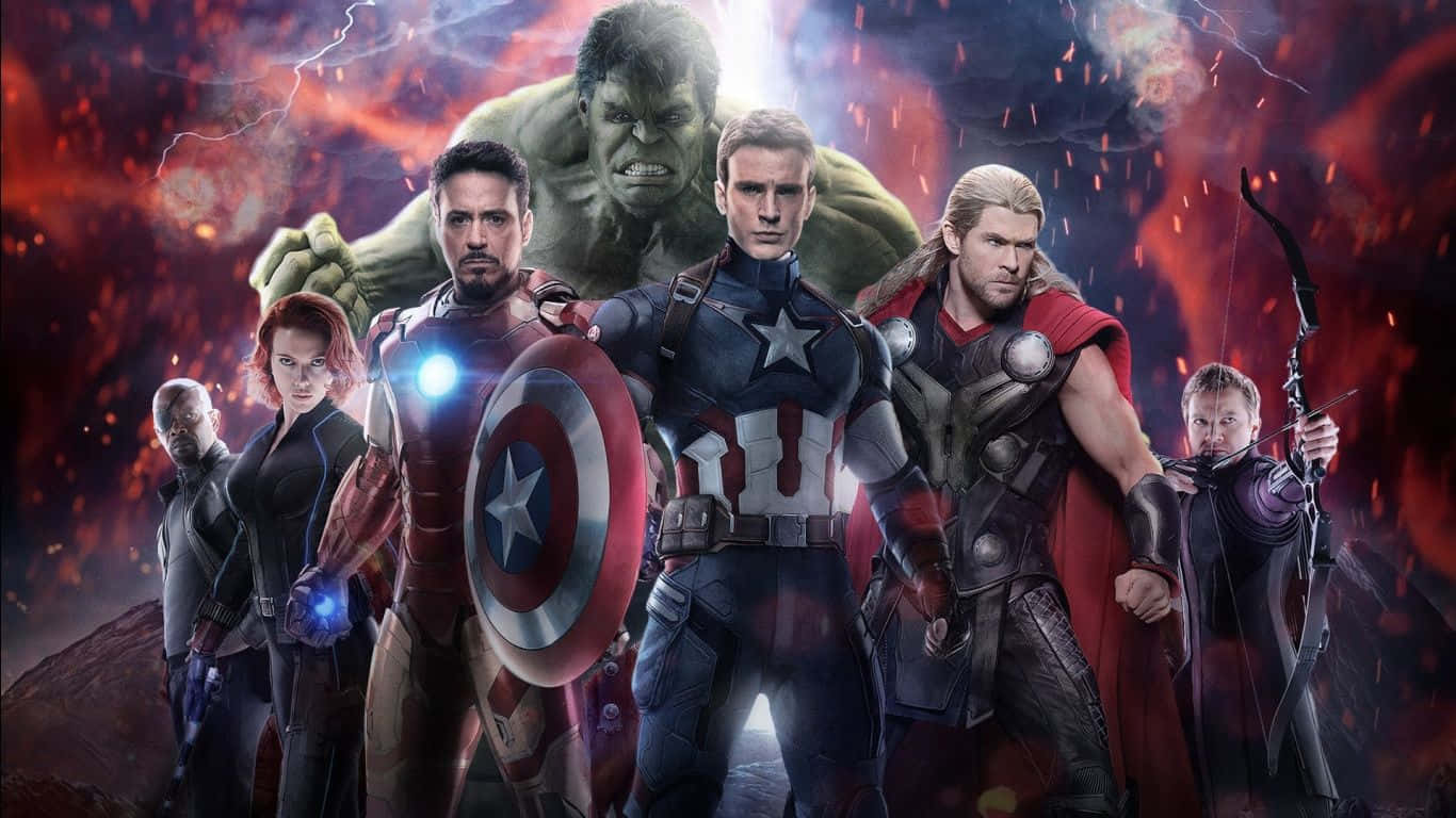 Image  Marvel Superheroes Assemble Against a Superheroic Background