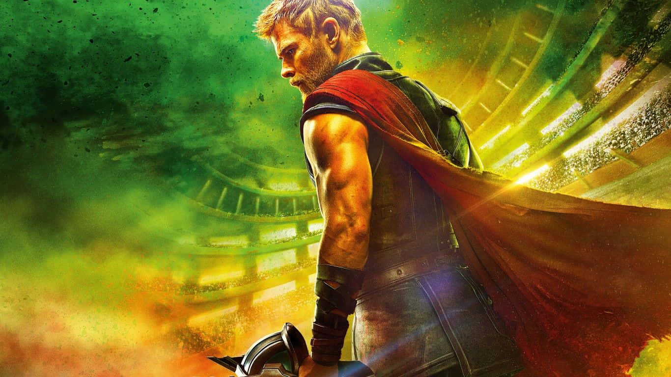 Thor Movie Poster With A Man Holding A Sword