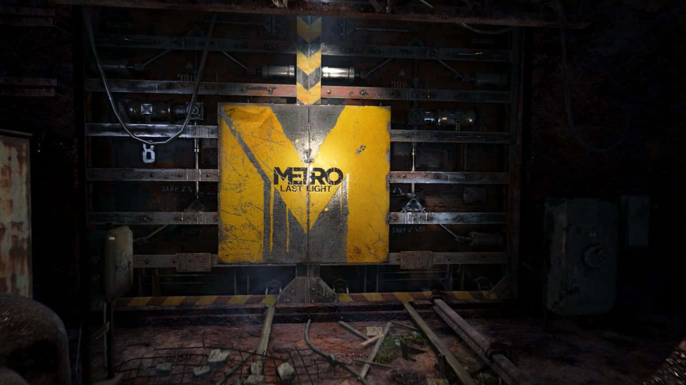 A Yellow Sign In A Dark Room