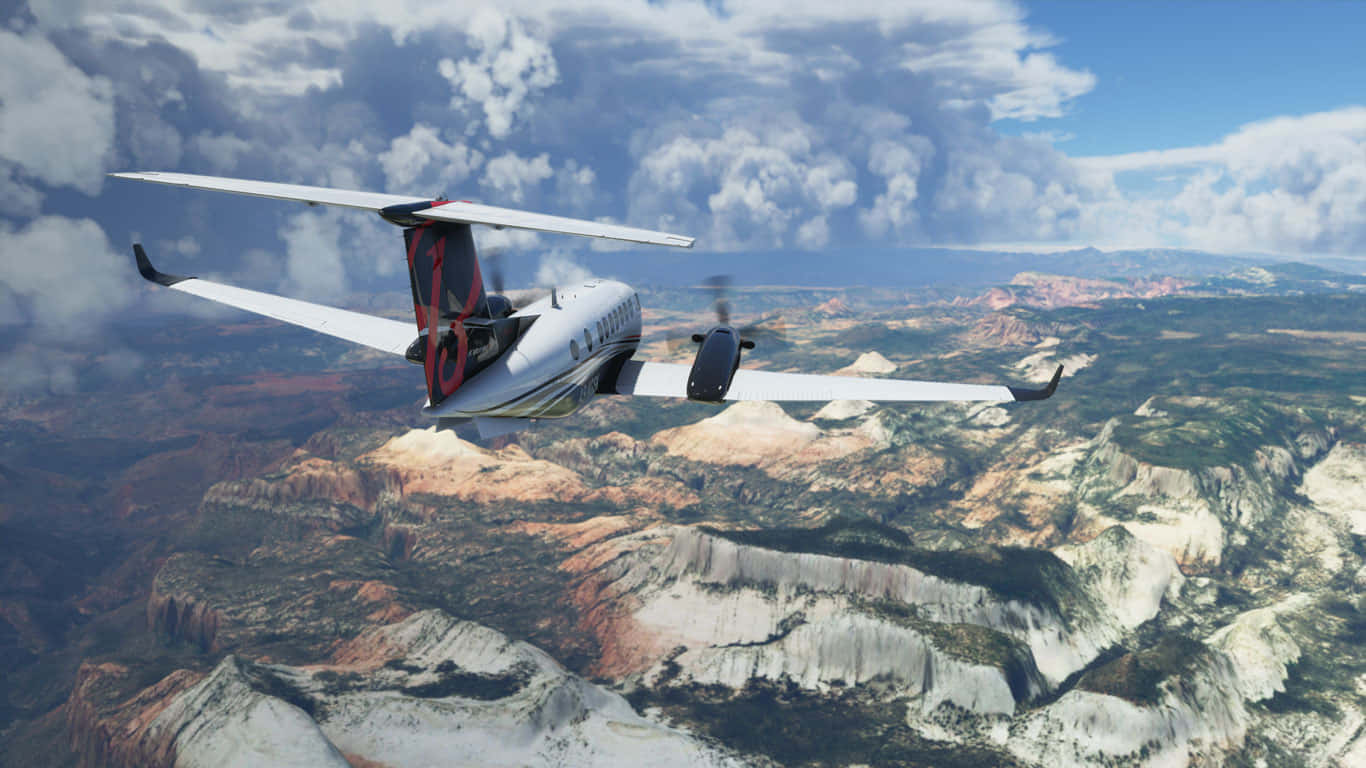 1366x768bakgrundsbild För Microsoft Flight Simulator Beechcraft King Air 350i.