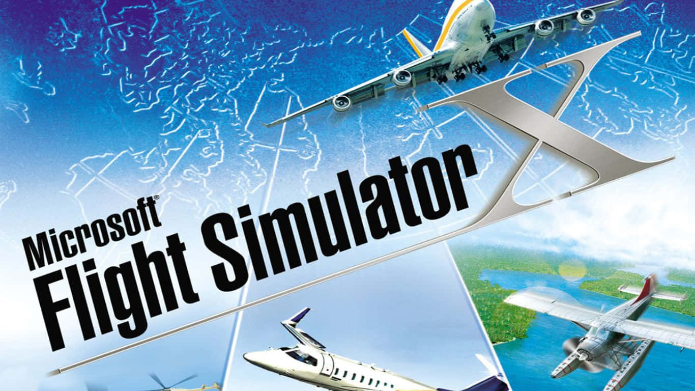 Sfondodel Gioco Microsoft Flight Simulator Con Copertina Del Gioco 1366x768