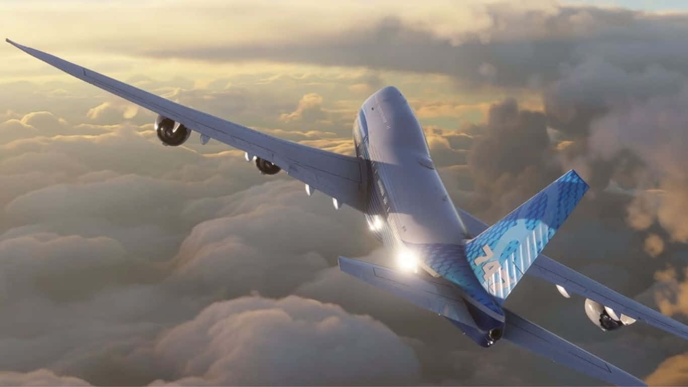 1366x768bakgrundsbild För Microsoft Flight Simulator Boeing 747-8 Intercontinental