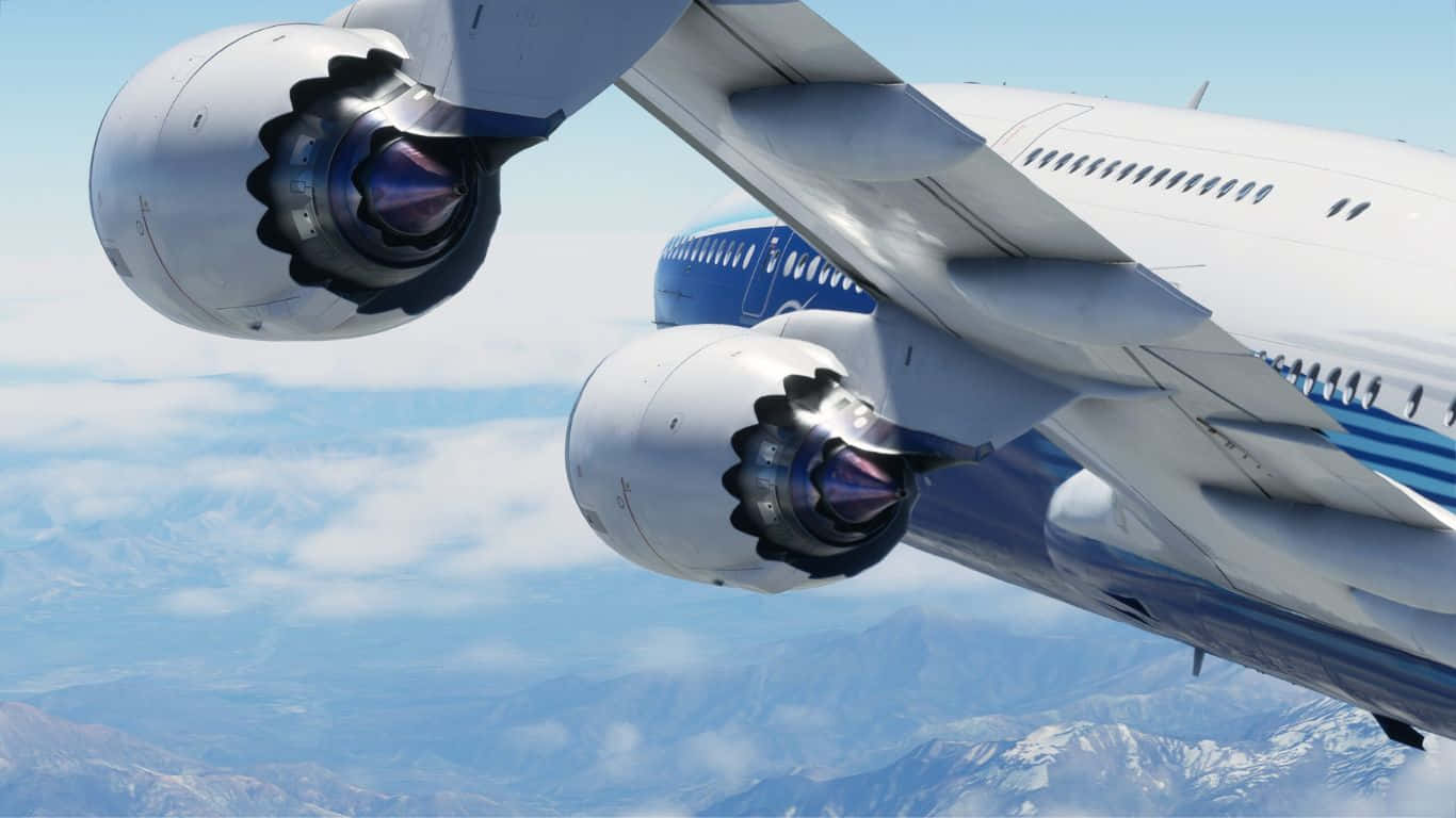 1366x768microsoft Flight Simulator Bakgrund Boeing 747-8 Intercontinental.