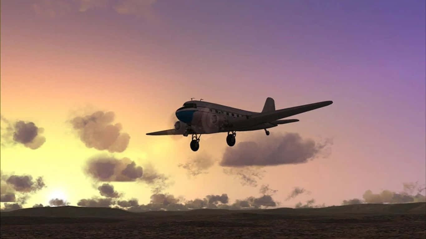 1366x768hintergrundbild Für Microsoft Flight Simulator Douglas Dc-3