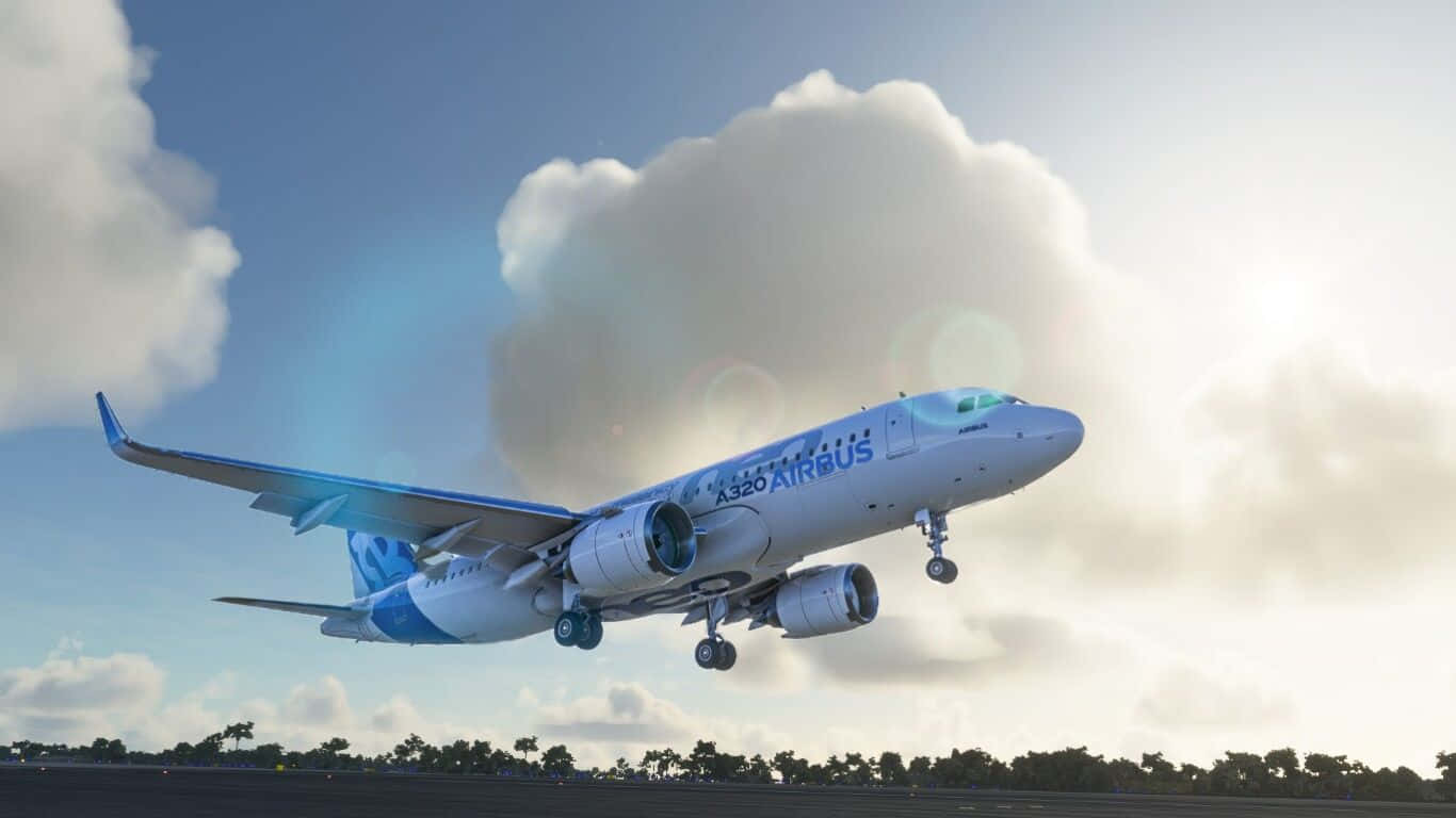 1366x768bakgrundsbild För Microsoft Flight Simulator Airbus A320neo.