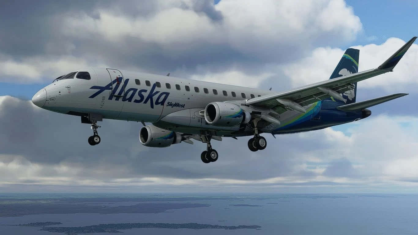 1366x768bakgrundsbild För Microsoft Flight Simulator Alaska Airlines.