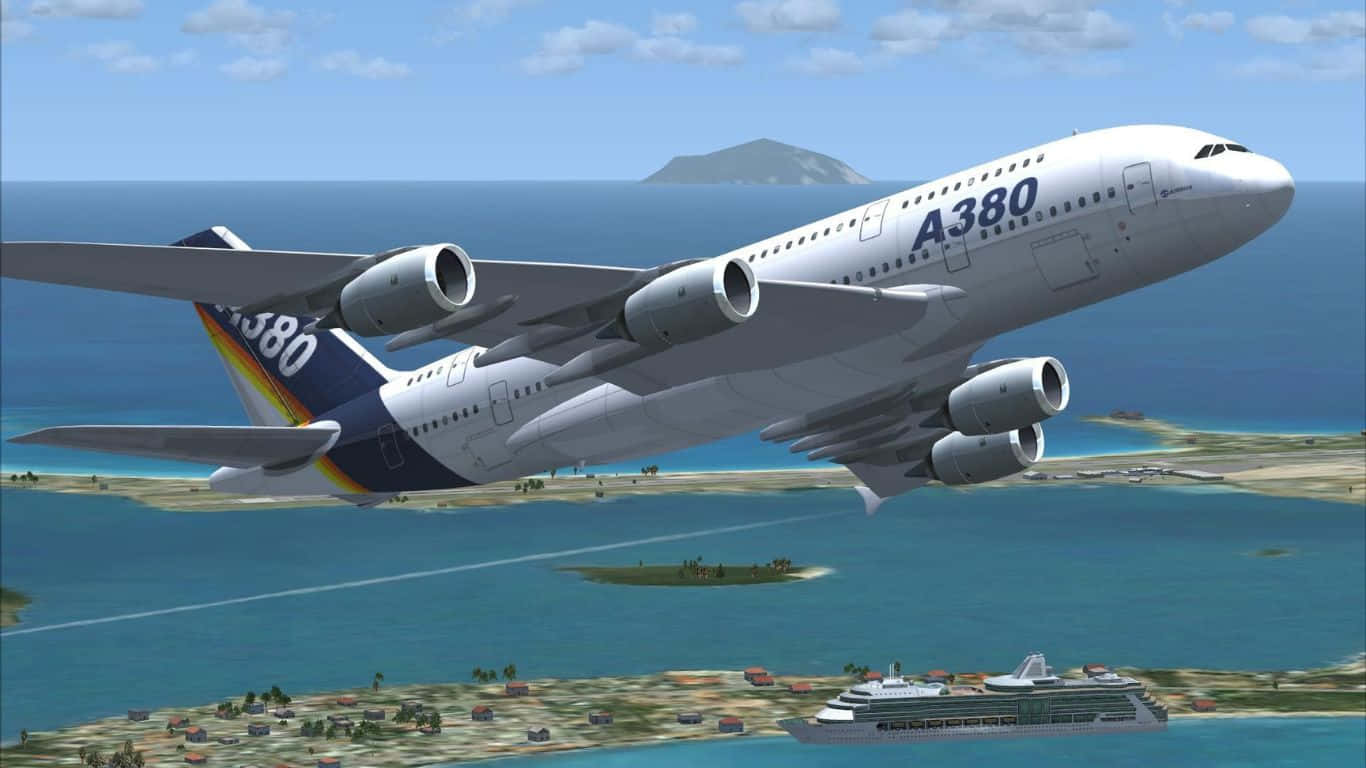 1366x768bakgrundsbild För Microsoft Flight Simulator Airbus A380