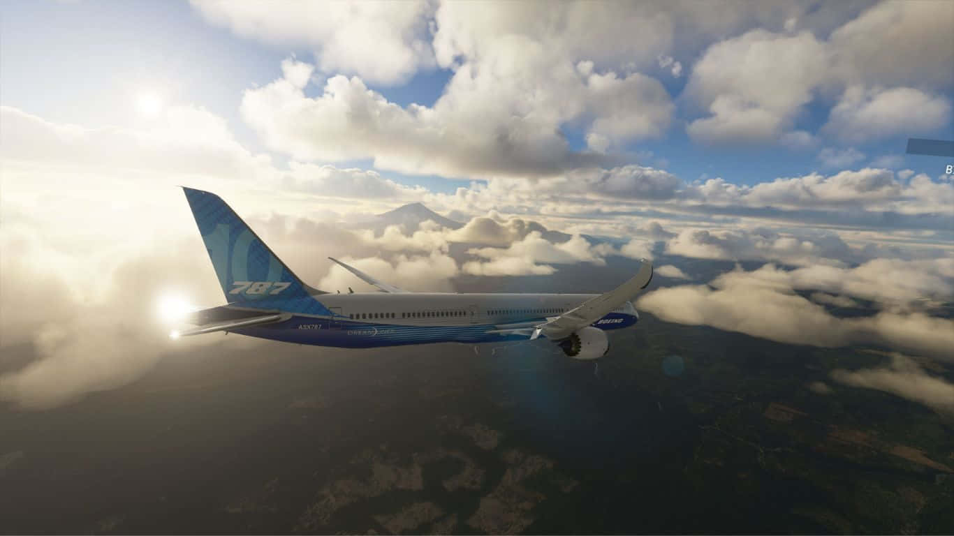 Fondode Pantalla De Microsoft Flight Simulator Boeing 747-8 Intercontinental En Resolución 1366x768.
