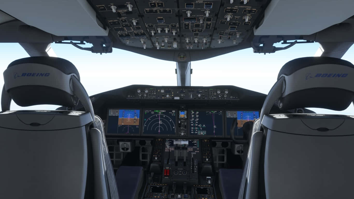 1366x768microsoft Flight Simulator Bakgrund Flygplanets Cockpit.