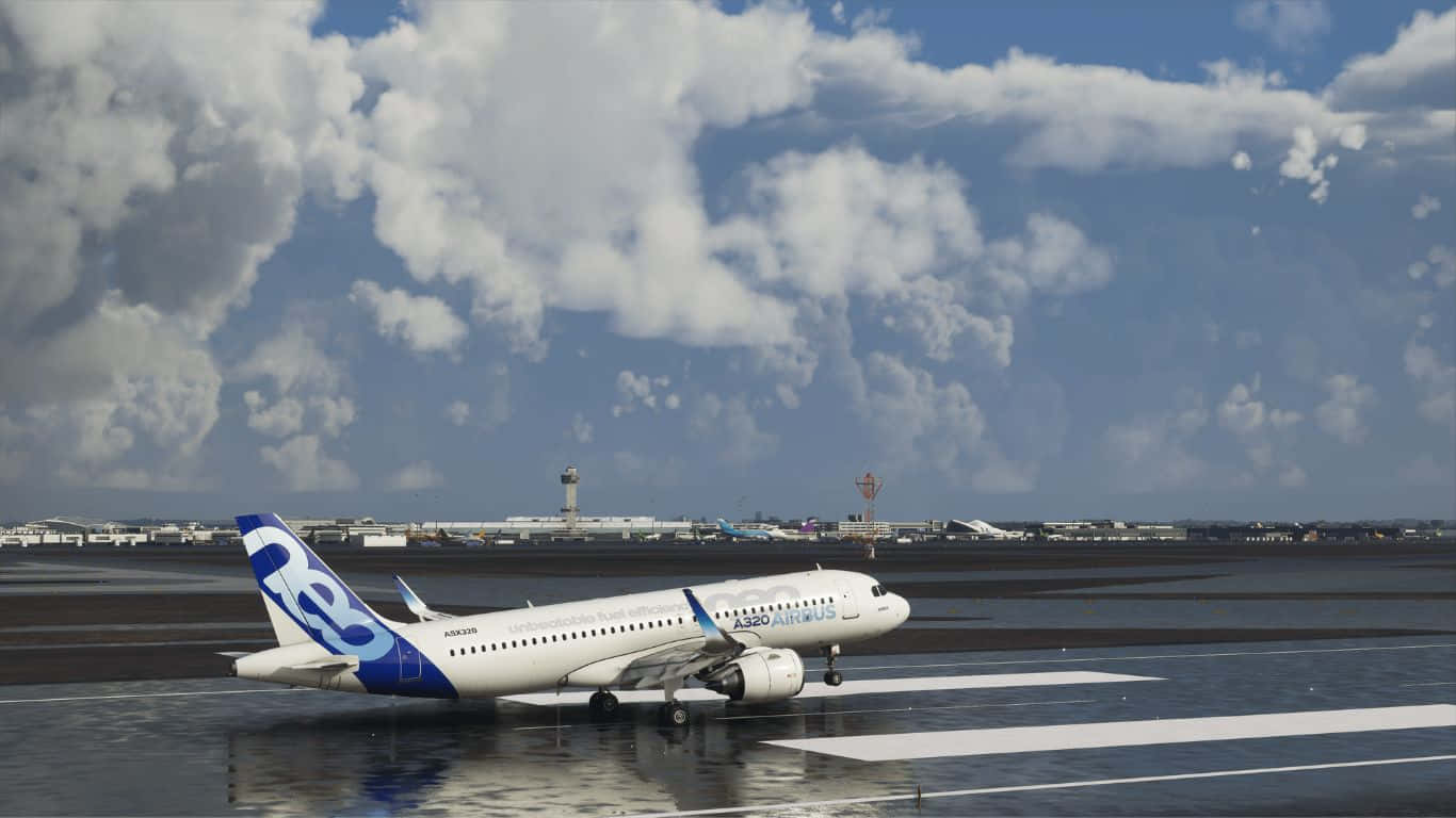 1366x768bakgrundsbild För Microsoft Flight Simulator, Airbus A320neo.