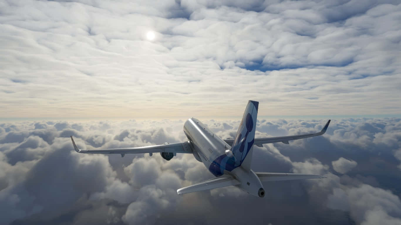 1366x768bakgrundsbild På Microsoft Flight Simulator Med Airbus A320neo.