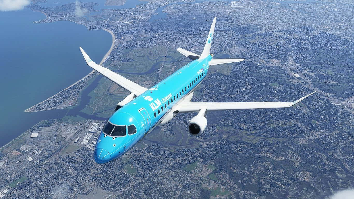 1366x768microsoft Flight Simulator Bakgrund Klm Cityhopper.