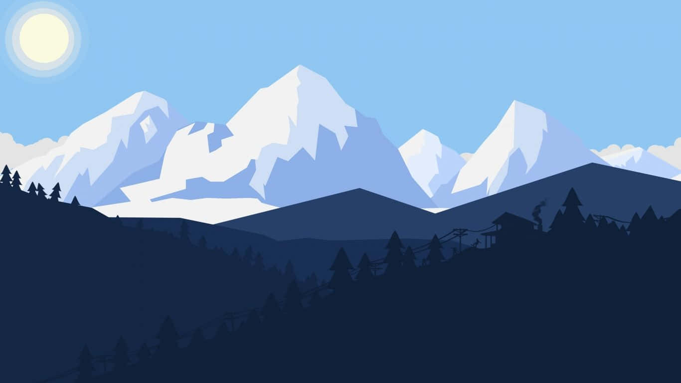 A Mountain Range With Snow And Trees In The Background Wallpaper