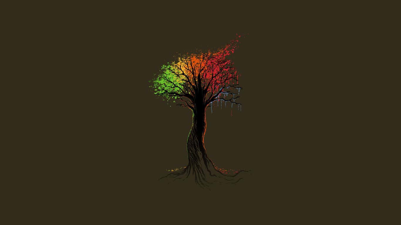 Rainbow Tree As A1366x768 Minimalist Wallpaper