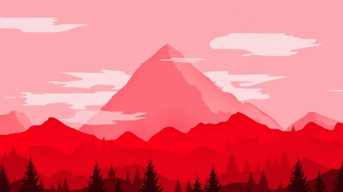 A Red Mountain Landscape With Trees And Mountains Wallpaper