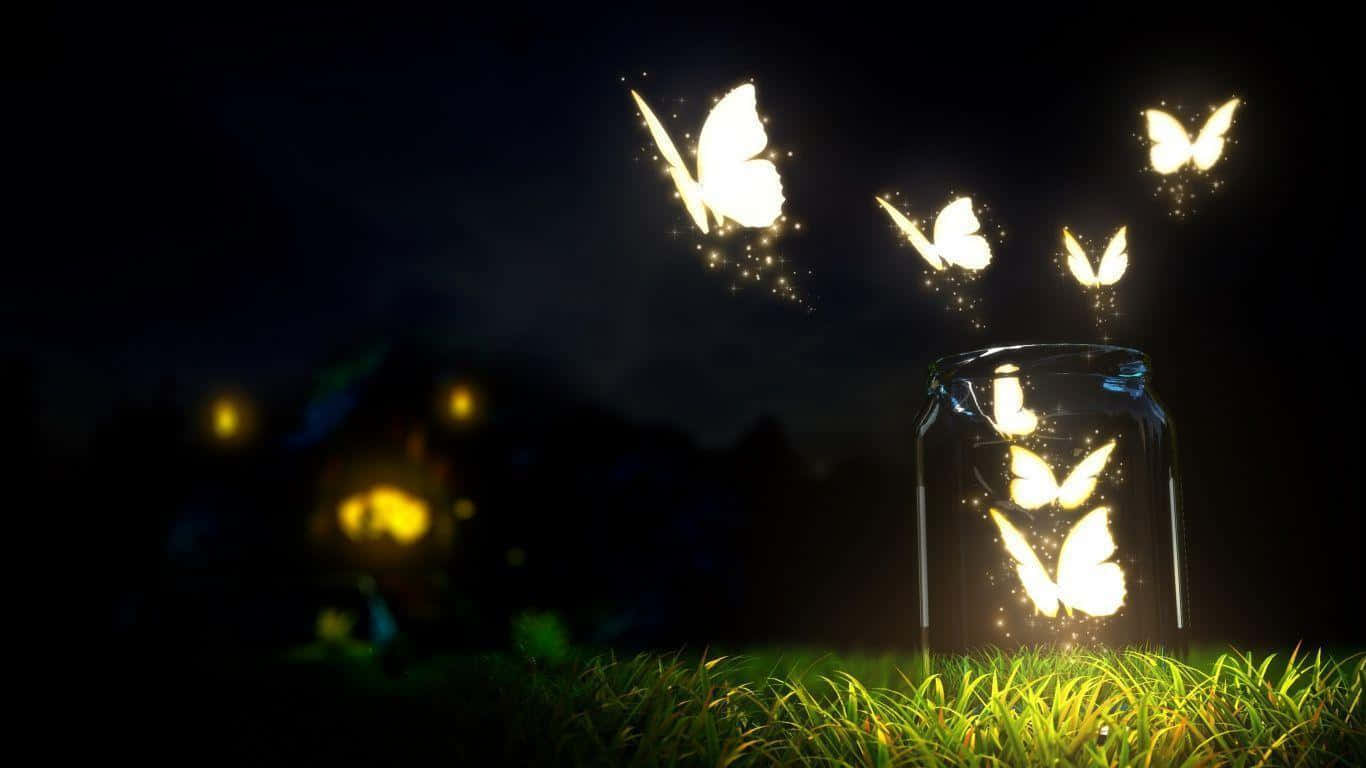 Butterflies In Jar 1366x768 Monitor Background Digital Art Background