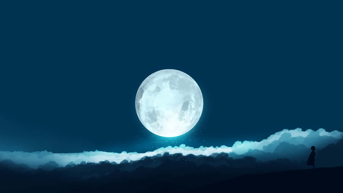 Animated Moon With Girl 1366x768 Monitor Background