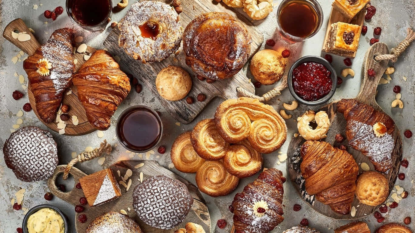 A Variety Of Pastries And Pastries On A Table