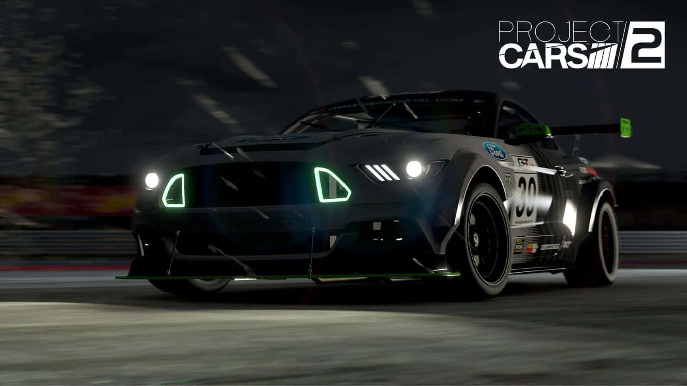 1366x768 Project Cars 2 Ford Mustang Rain Background