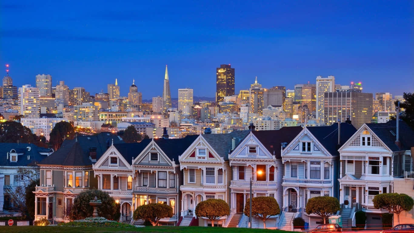 Vyöver San Franciscos Skyline Från Andra Sidan Bukten.