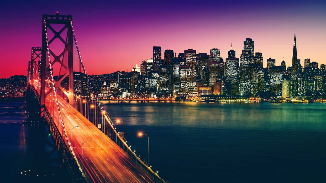 San Francisco Bay Bridge At Dusk