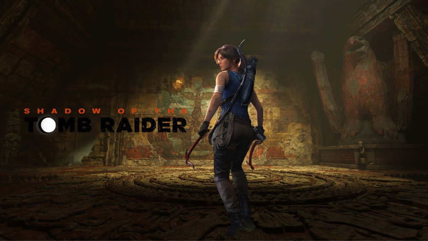 1366x768 Lara Indtræder Portal Skygge af Tomb Raider Baggrund Wallpaper