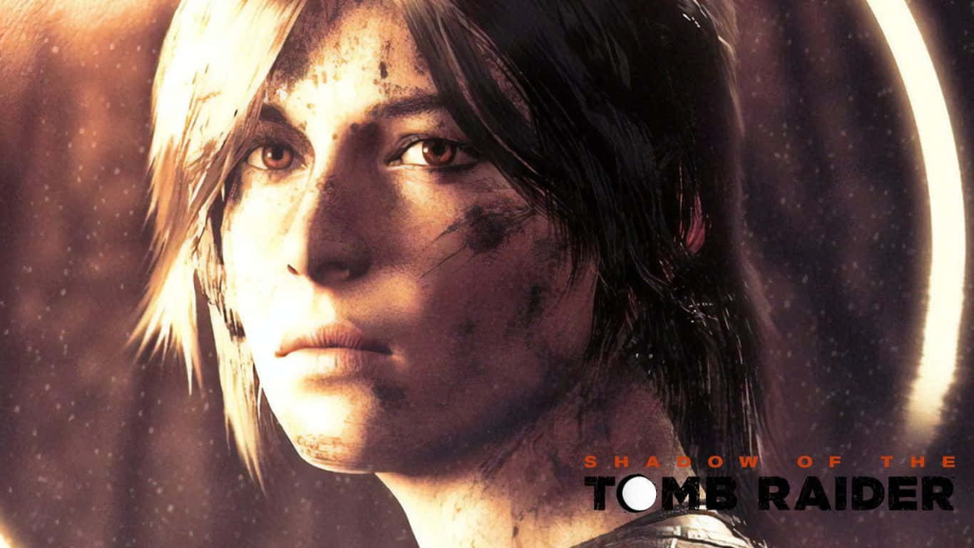 1366x768sfondo Di Shadow Of The Tomb Raider Con Il Volto Ferito Di Croft