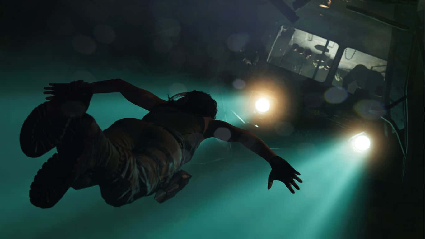 1366x768sfondo Lara Che Si Tuffa In Shadow Of The Tomb Raider