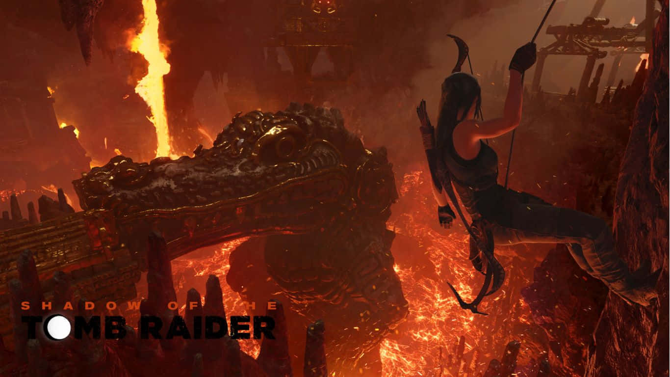 Sfondofiery Cave Shadow Of The Tomb Raider In 1366x768