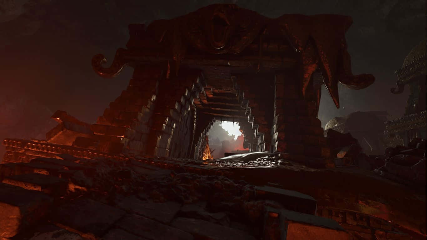 1366x768 Rock Entrance Shadow Of The Tomb Raider Background