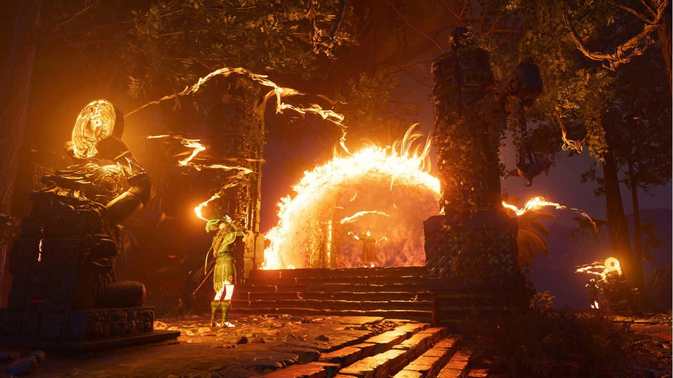 1366x768 Fire Entrance Shadow Of The Tomb Raider Background