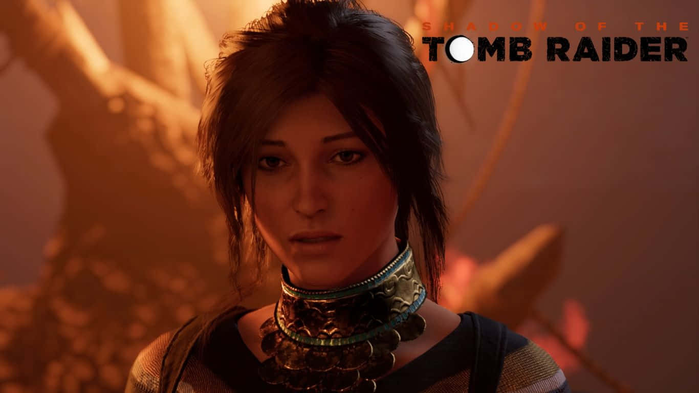 1366x768 Lara Croft Ansigt Skygge af Tomb Raider Baggrund