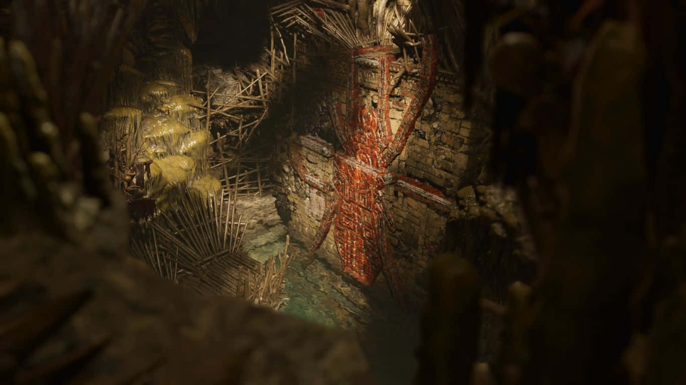 1366x768 Røde Klipper Skygge Af Tomb Raider Bakgrund