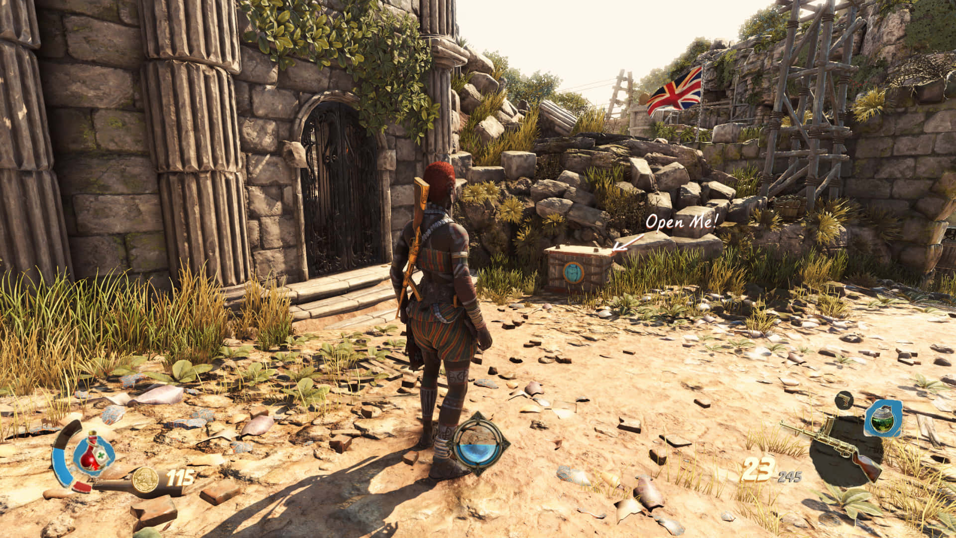 A Screenshot Of A Character Standing In A Dirt Area
