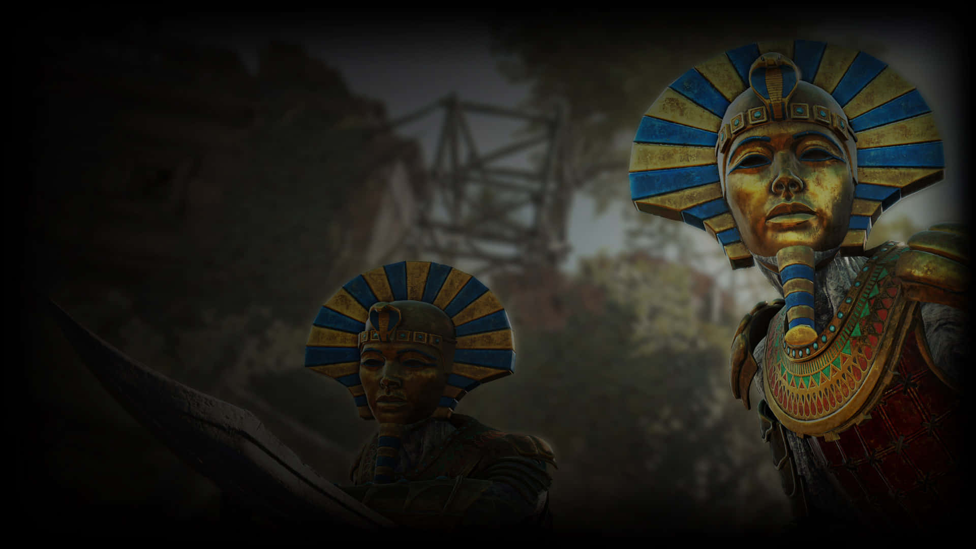 Unaestatua De Un Faraón Egipcio Con Una Espada