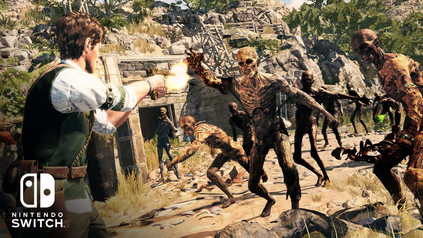 A Zombie Is Standing In Front Of A Rocky Area